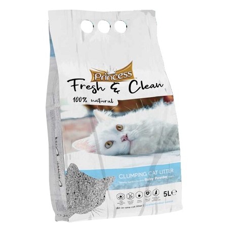 Άμμος γάτας PRINCESS Fresh & Clean Clumping BABY POWDER 5L