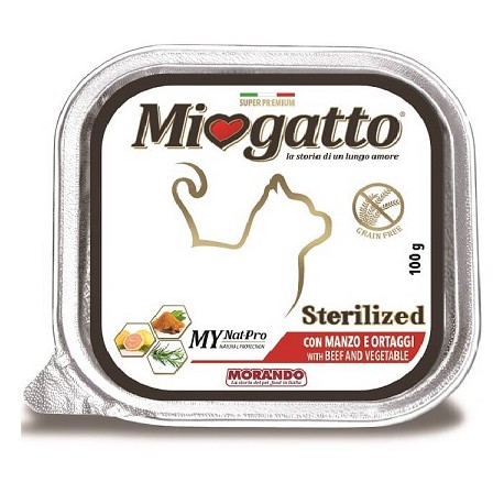 Miogatto Sterilised Βοδινό και λαχανικά 100gr