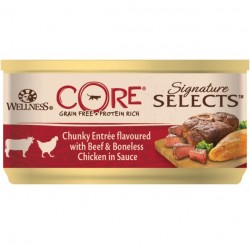 Υγρή τροφή γάτας Core Signature Select Chunky Βοδινό & Κοτόπουλο σε σάλτσα 79g