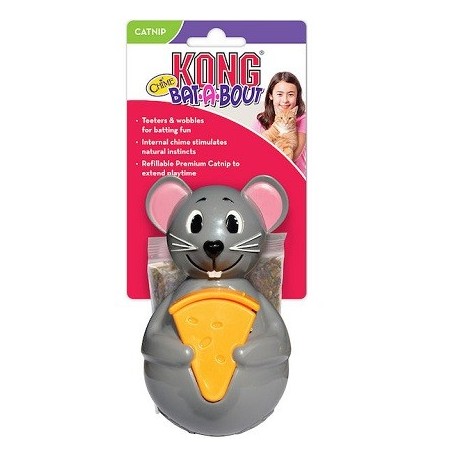 Kong Bat A Bout Chime Mouse Small Με Catnip Grey 12,5X6,5cm