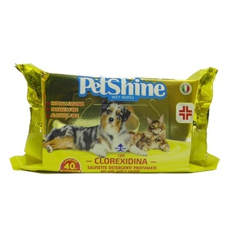 PetShine Υγρά απολυμαντικά μαντηλάκια καθαρισμού Clorexidina 40 τμχ