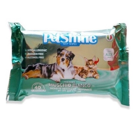 PetShine Υγρά μαντηλάκια καθαρισμού Muschio Bianco 40 τμχ