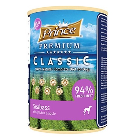Prince Premium Classic Seabass Υγρή τροφή σκύλου Chicken & Apple 400g