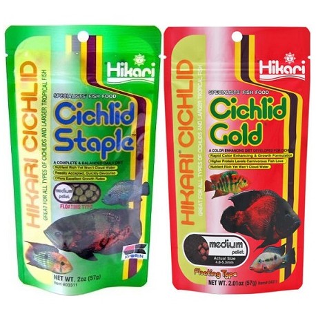 Hikari Cichlid Staple medium pellet 57g + Cichlid Gold medium pellet 57g