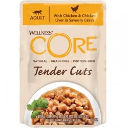 Υγρή τροφή γάτας Core Tender Cuts Fillets Κοτόπουλο & Συκώτι Κοτόπουλου σε σάλτσα 85g